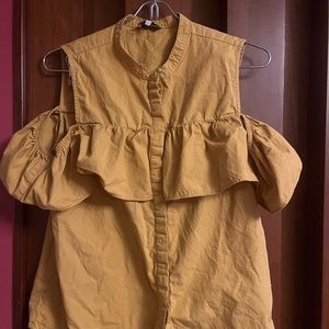Lucky Brand Gold Off The Shoulder Small Shirt